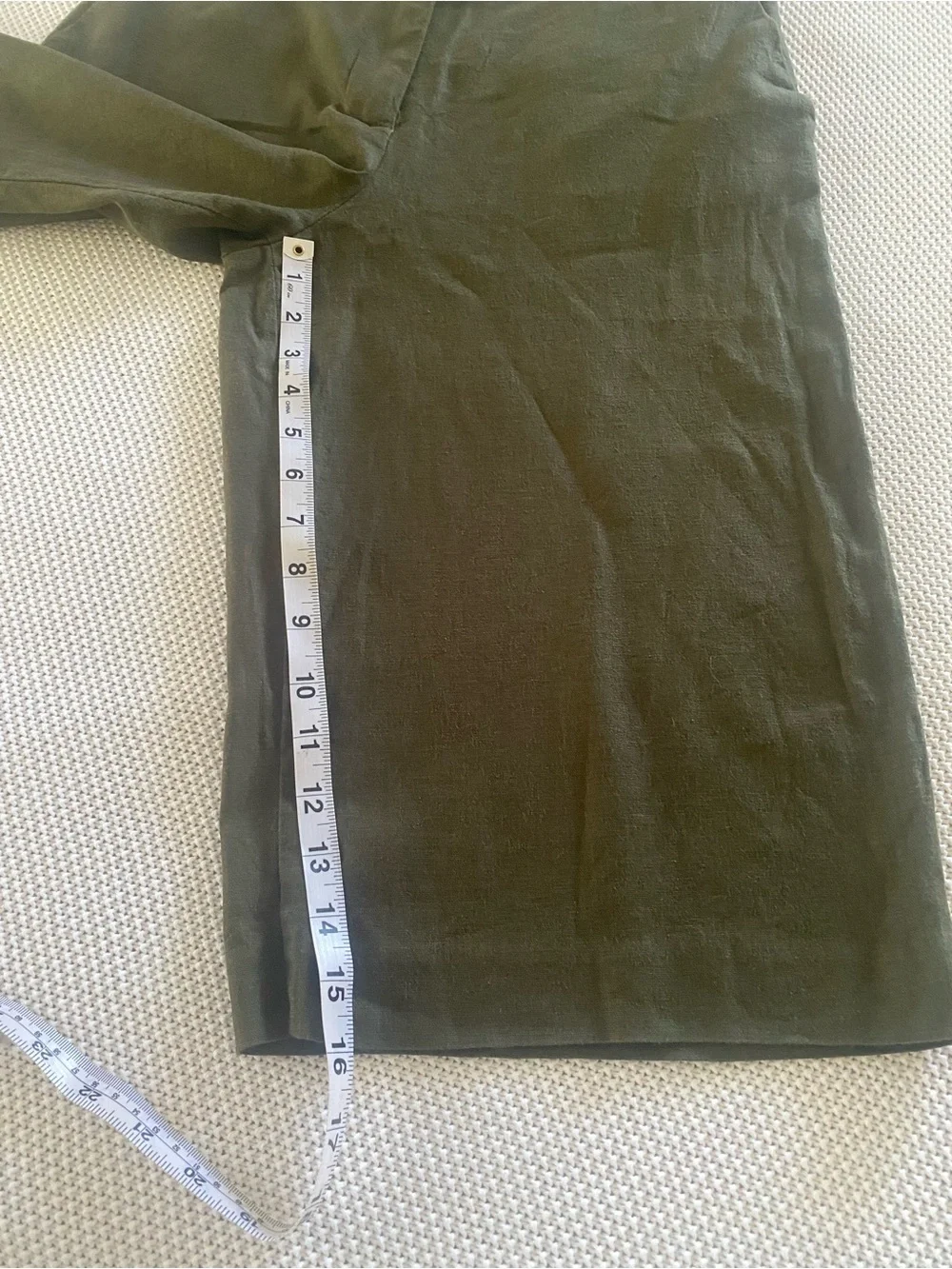 Zara Olive Linen Blend Wide Leg Capri Pants Medium